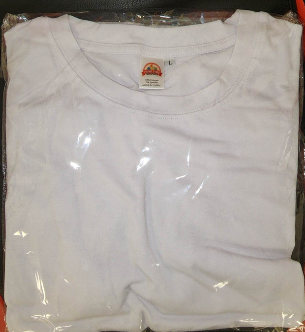 ADULT white Polyester Sublimation Shirt (Cotton Feel)
