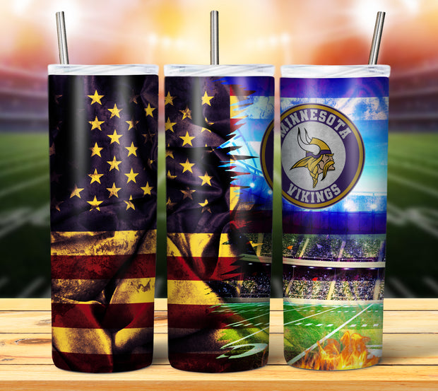 FOOTBALL GRUNGE FLAG TUMBLER DESIGNS