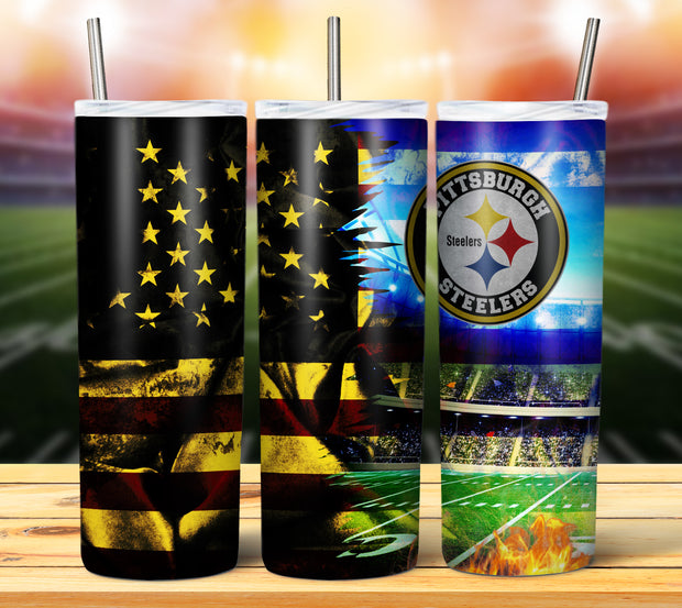 FOOTBALL GRUNGE FLAG TUMBLER DESIGNS