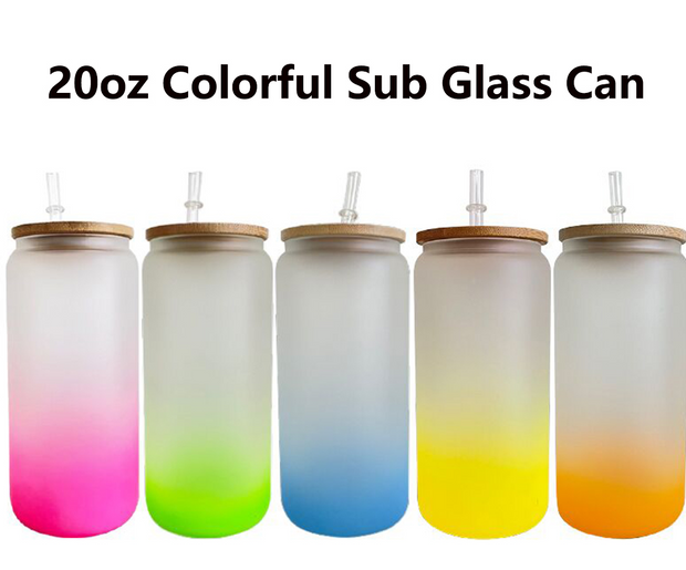 20 oz Colorful Frosted GLASS CAN Tumbler
